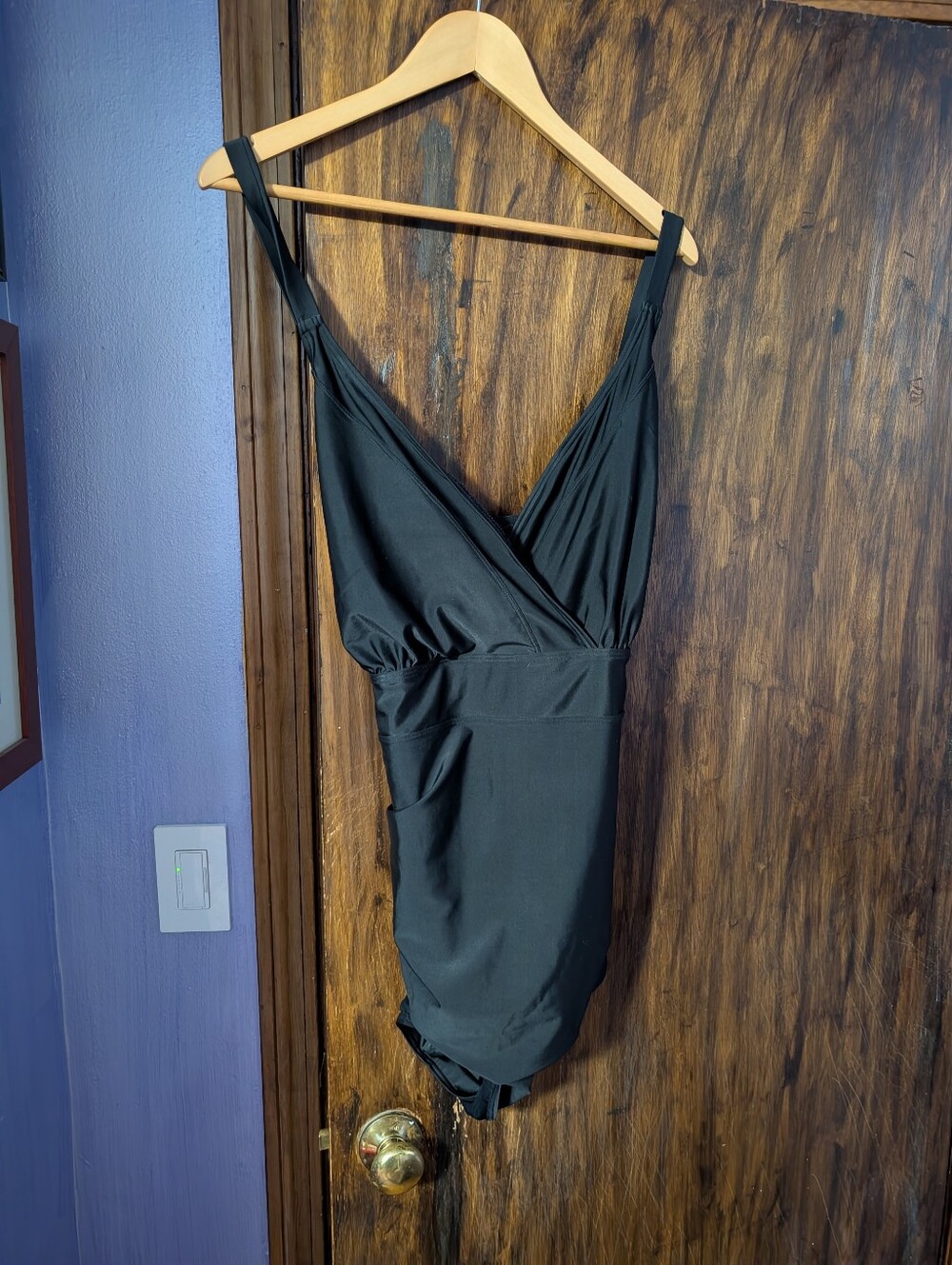 Black One-Piece Swimsuit - Classic V-Neck